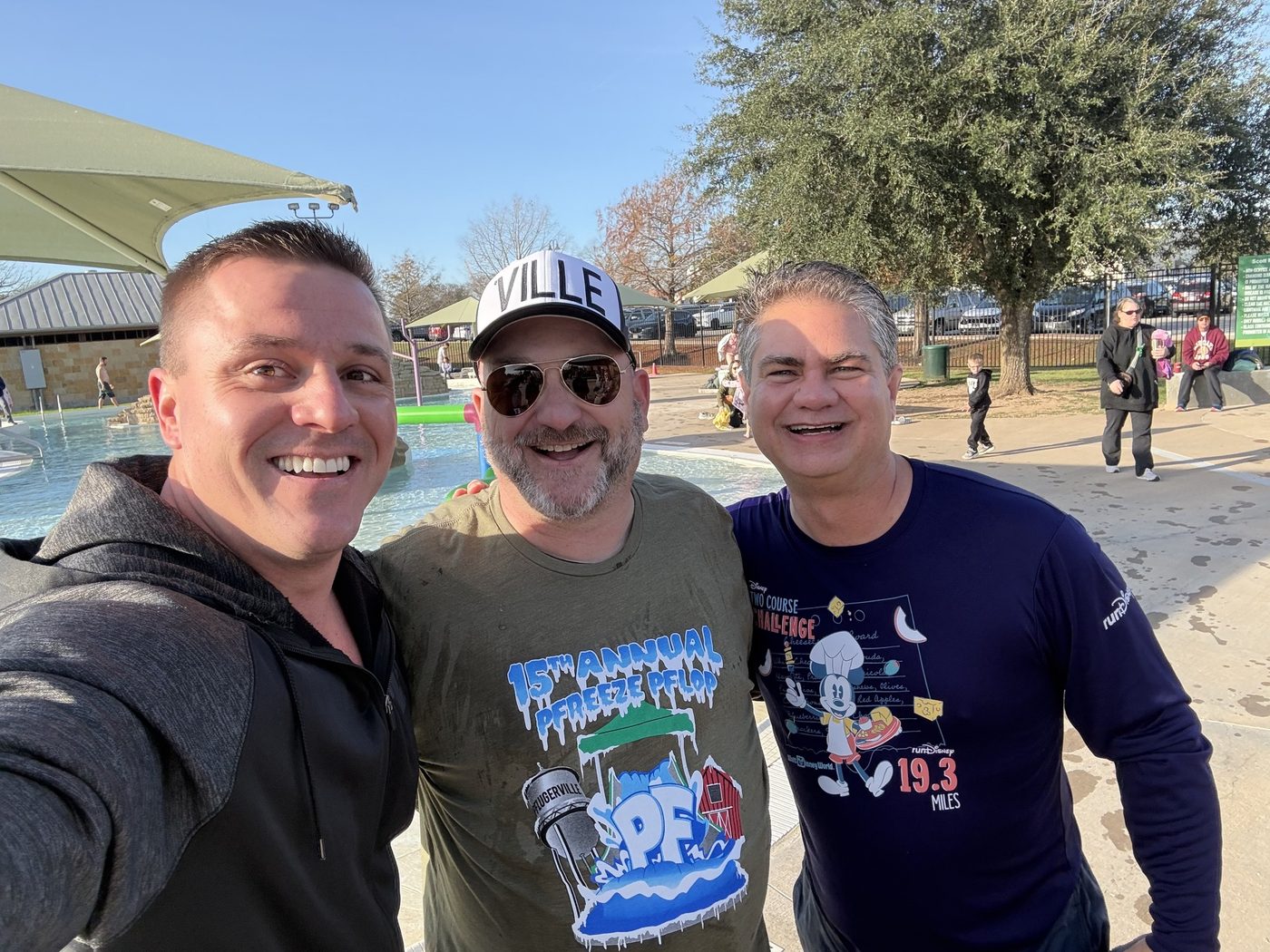 David Rogers with friends at a Pflugerville park splash pad event