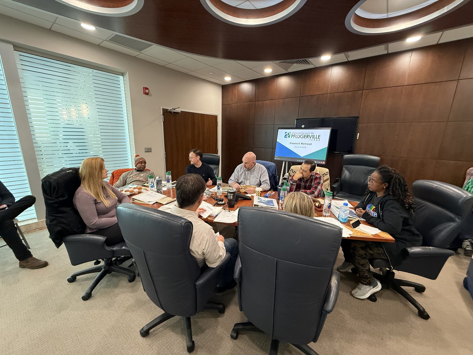 David Rogers with the Pflugerville City Council at a council retreat