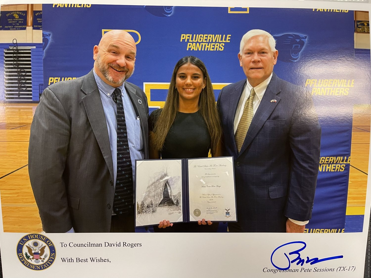 David Rogers with Air Force Academy appointee Melissa Araujo and Congressman Pete Sessions