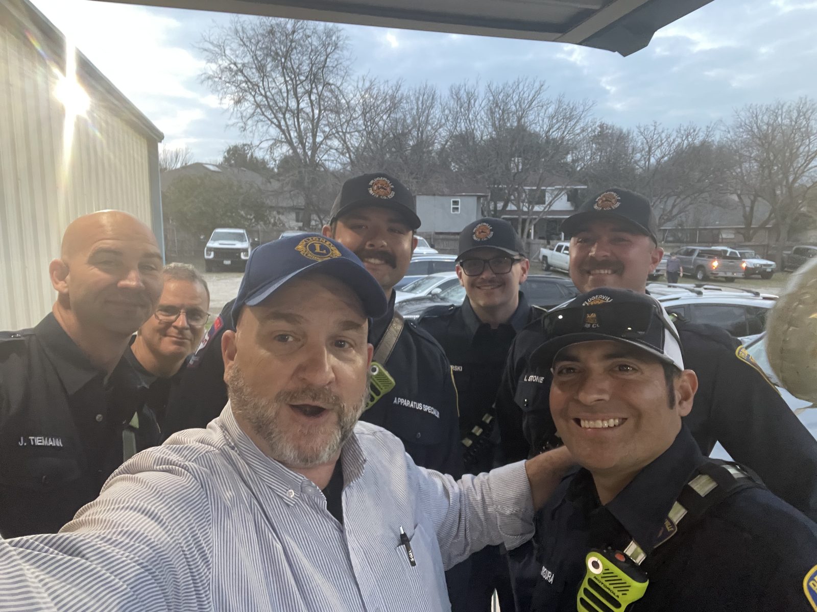 David Rogers with Pflugerville firefighters