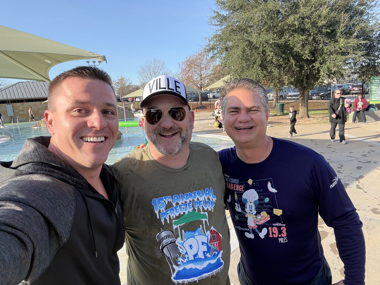 David Rogers with Mayor Doug Weiss and City Manager James Hartshorn at the Pfreeze Pflop