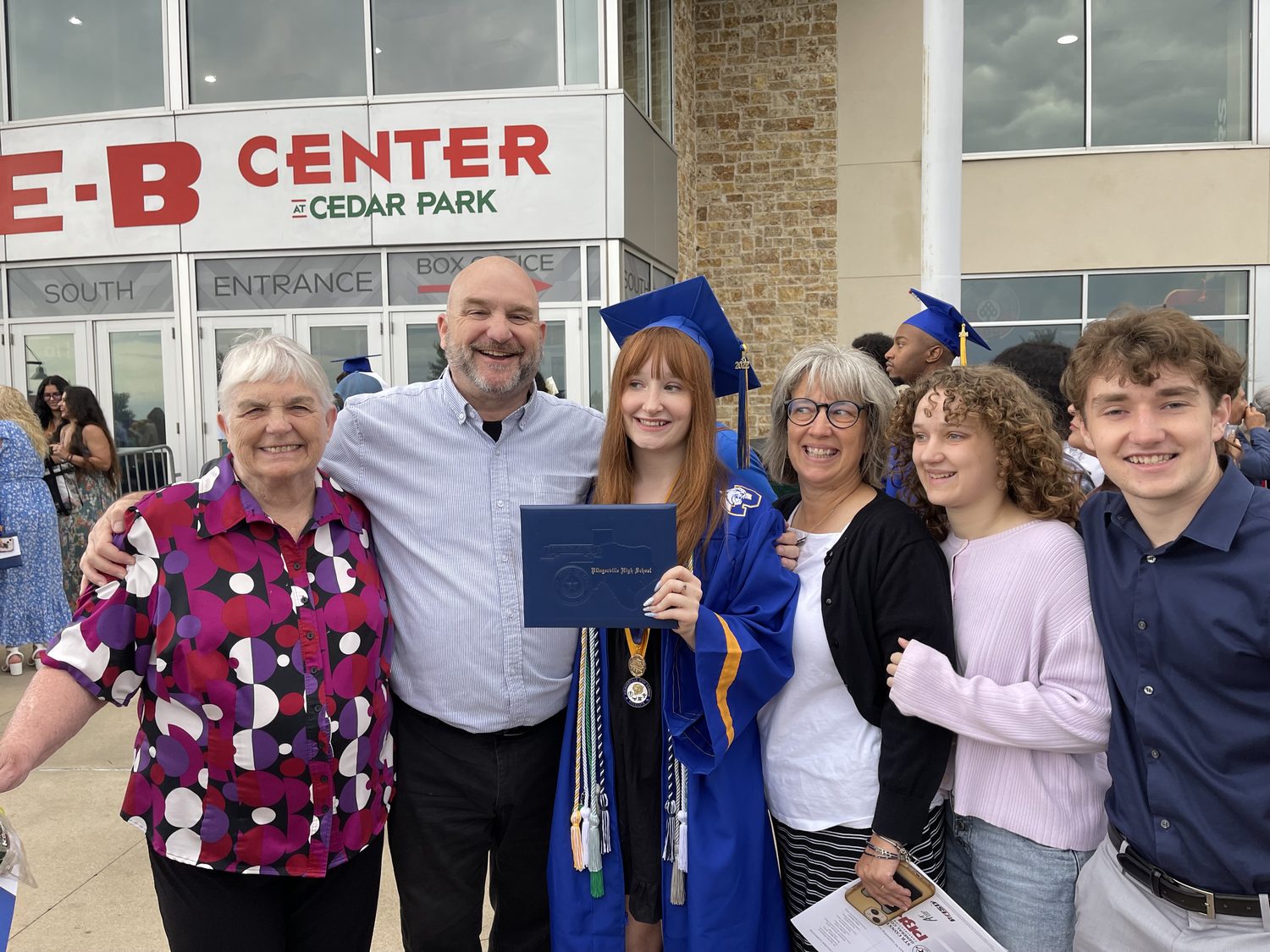 The Rogers family celebrating a graduation