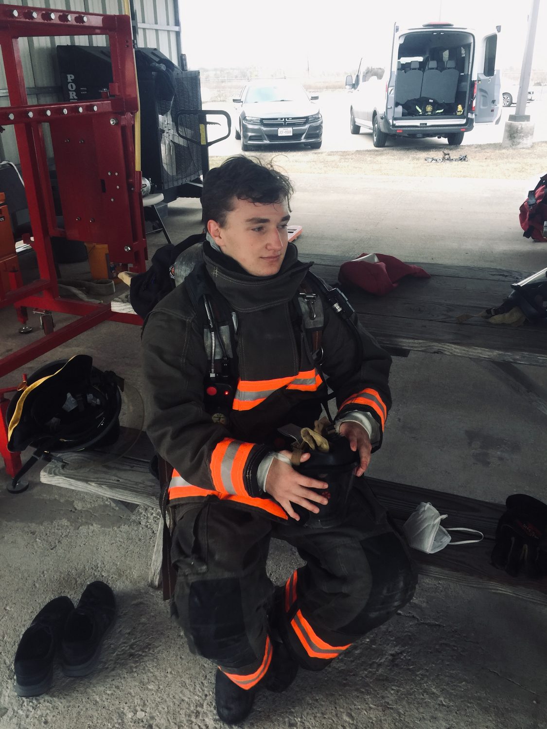 David Rogers' son Jay in firefighter gear