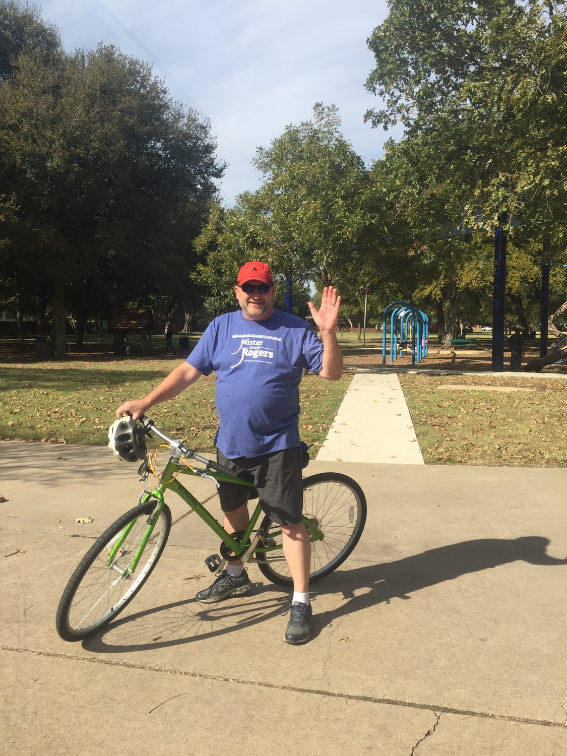 David Rogers biking on a Pflugerville trail
