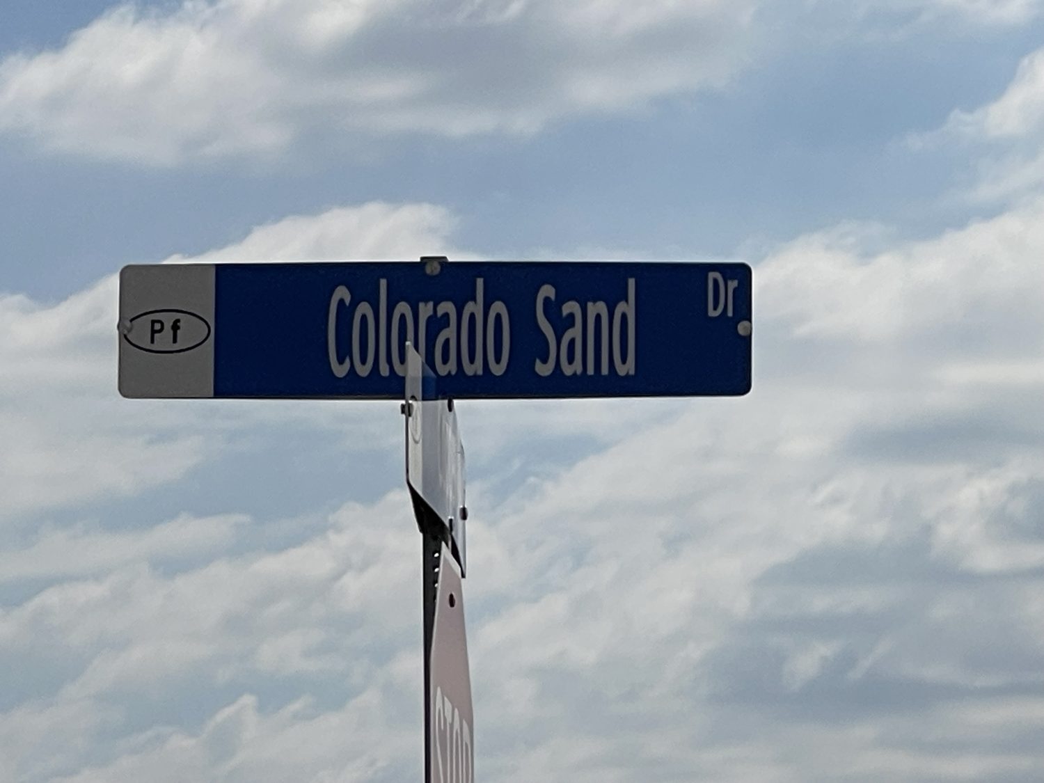 The new Colorado Sand Drive street sign in Pflugerville