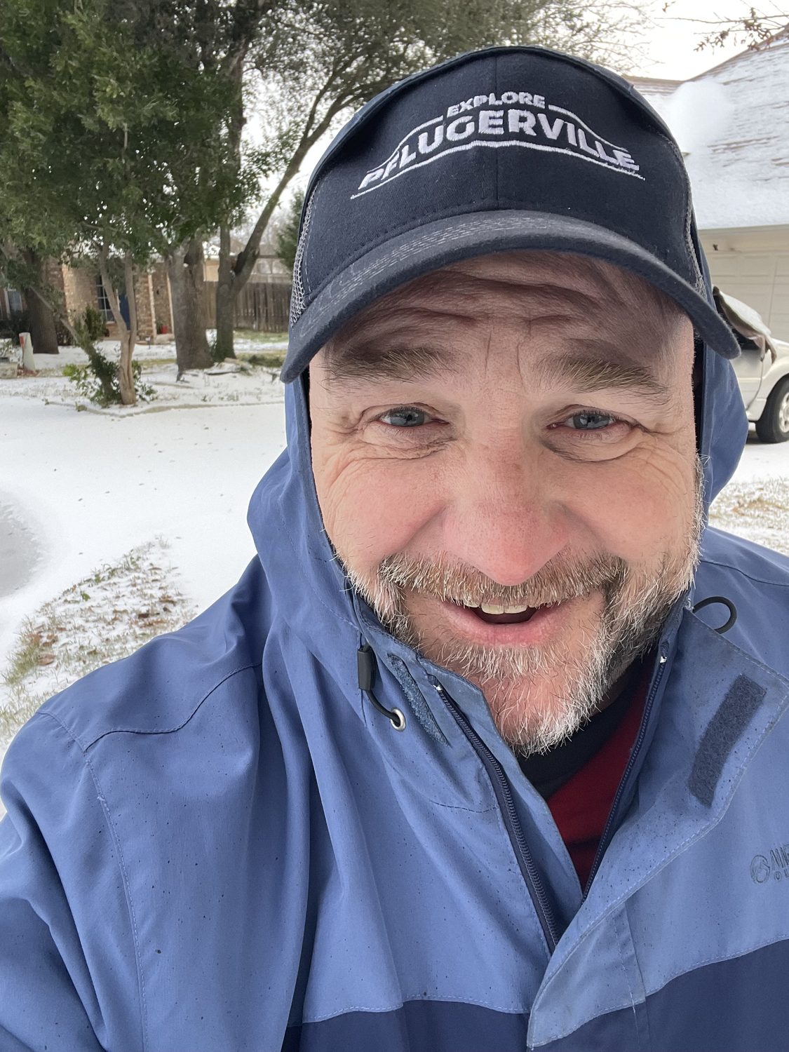 David Rogers out in the snow during a Pflugerville winter storm
