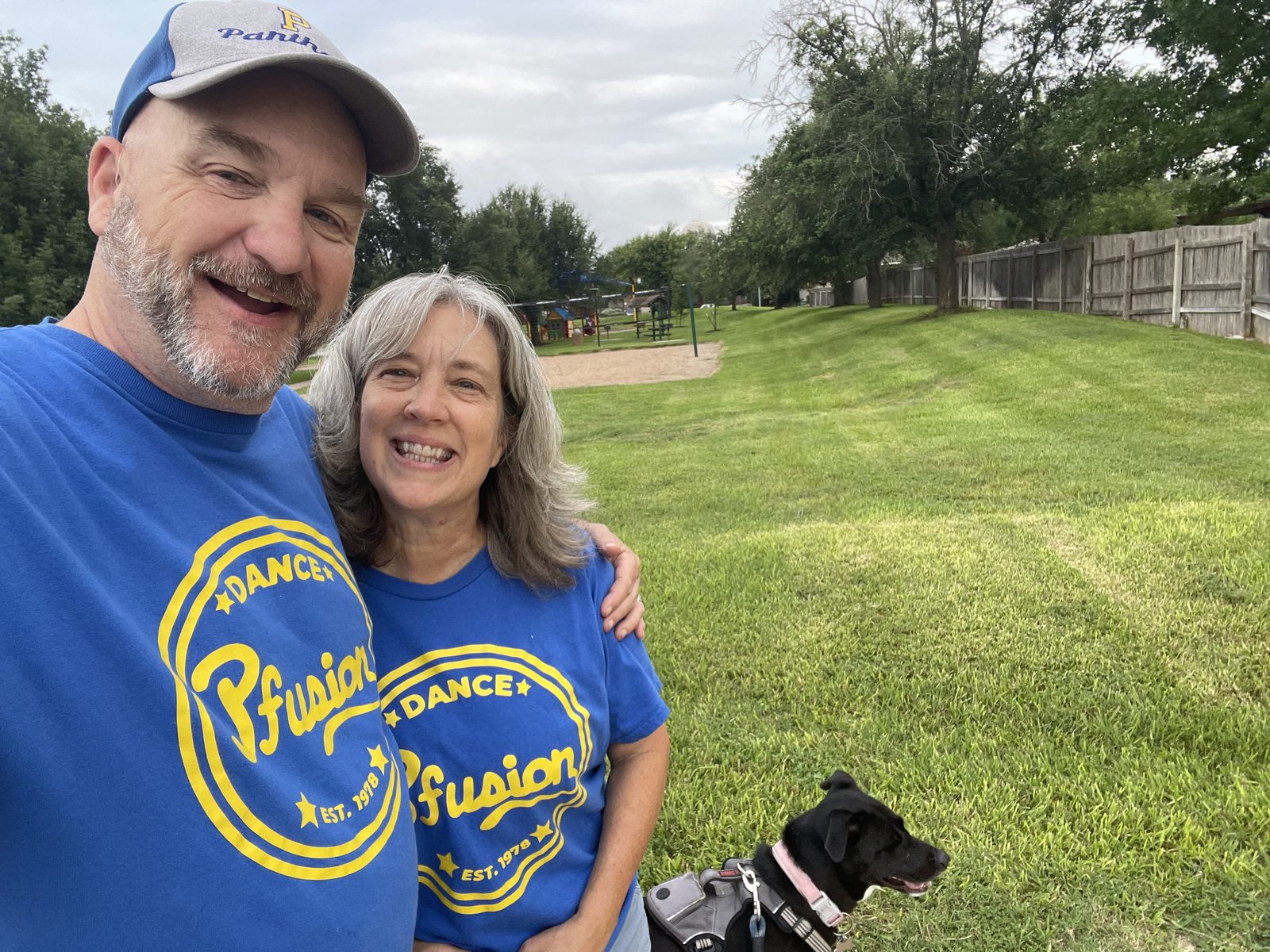 David and Lisa Rogers in Pflugerville Pfusion dance shirts