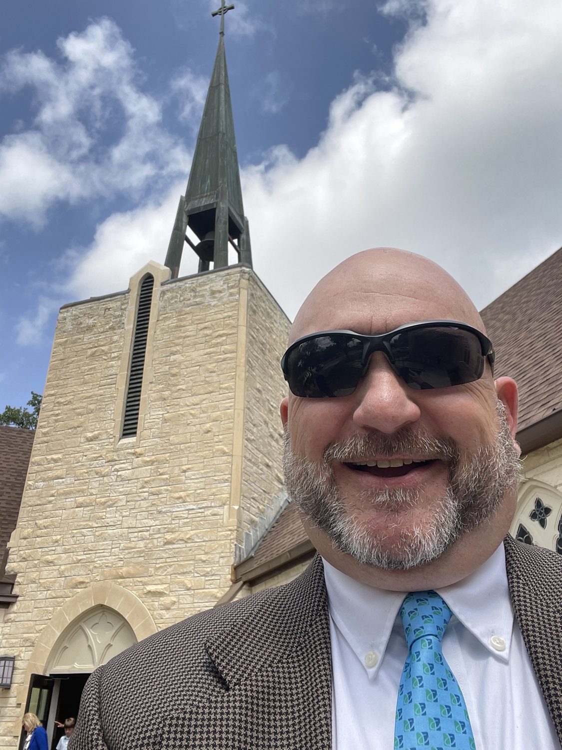 David Rogers in front of Westminster Presbyterian Church in Pflugerville